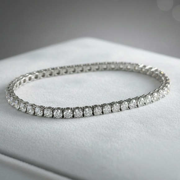 925 Sterling Silver Jewelry - 925 Silver, 14.40CTW Moissanite Tennis Bracelet